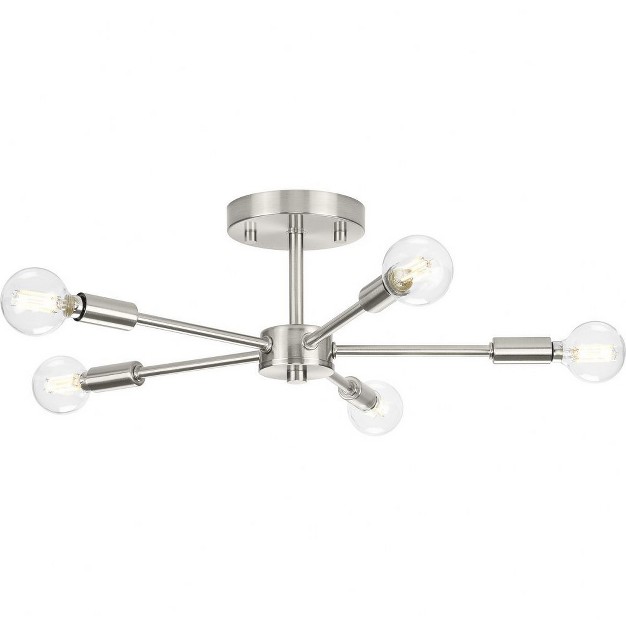 Progress Lighting Delayne Collection 5 light Semi flush Mount Brushed Nickel No Shade