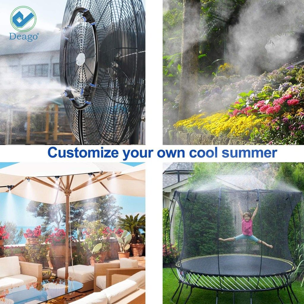 Deago 39.4ft (12 m) Outdoor Misting Cooling System Cooler Plants Watering Patio Water Mister Mist Nozzle For Patio Fan Garden Greenhouse Misting，Trampoline For Waterpark