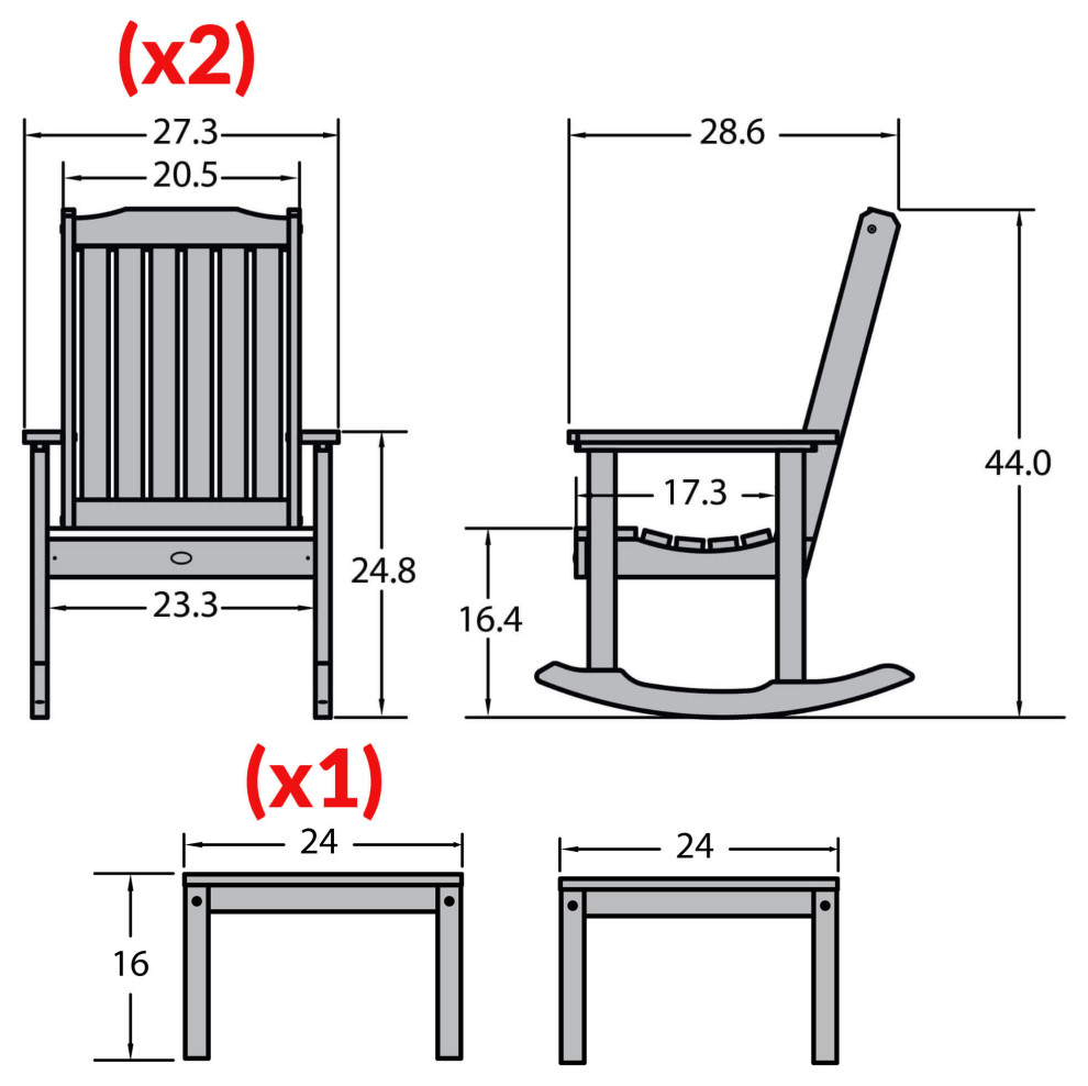 Lehigh Rocking Chair Set With Side Table   Contemporary   Outdoor Lounge Sets   by highwood  Houzz