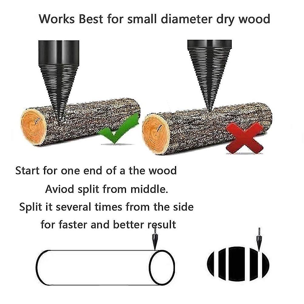 Firewood Log Splitter， 3pcs Drill Bit Removable Cones Kindling Wood Splitting Bits Heavy Duty Elect