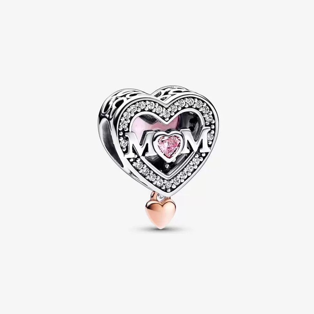 PANDORA  Two-tone Openwork Mom & Heart Charm