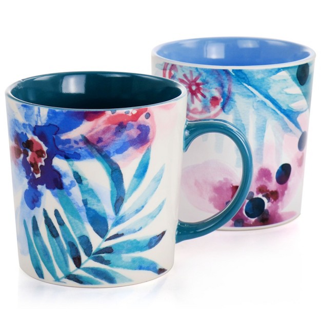 Spice By Tia Mowry Goji Blossom Fine Ceramic 4 Piece 17oz Mug Set In Multi Color