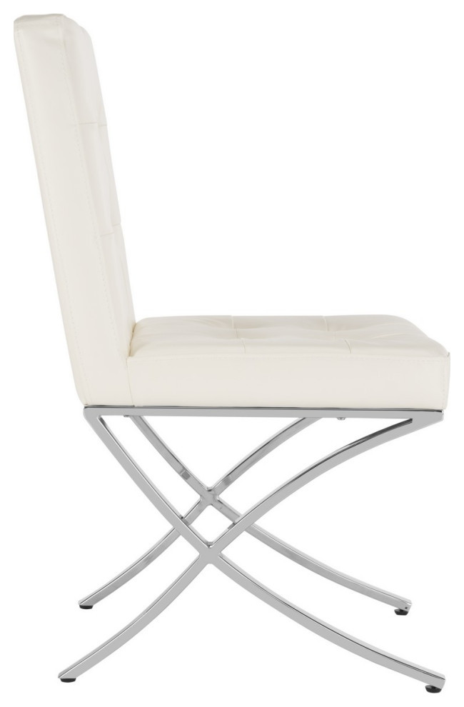 Slader Tufted Side Chair White Chrome   Contemporary   Dining Chairs   by V.S.D Furniture  Houzz