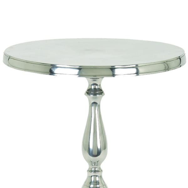 Aluminum Accent Table with Pedestal Base， Silver