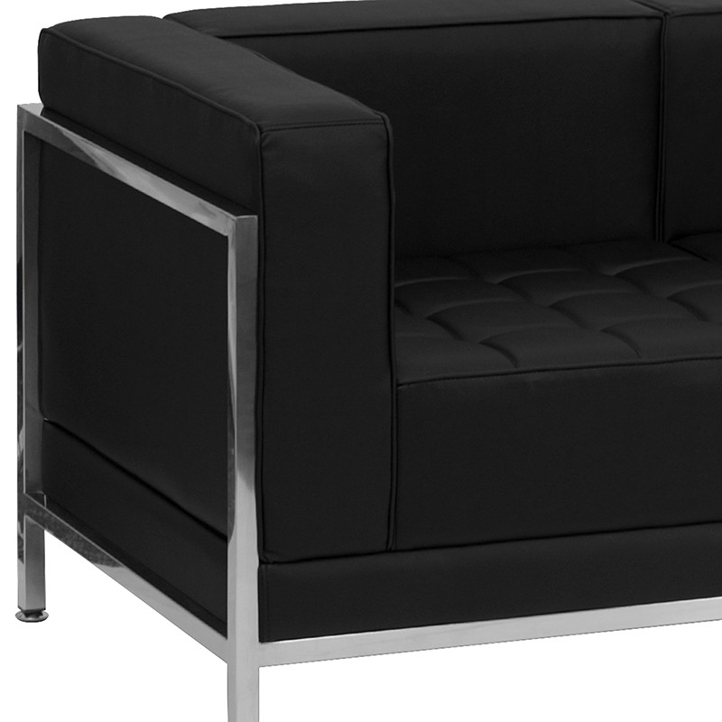 Contemporary Black LeatherSoft Sofa with Encasing Frame   Contemporary   Sofas   by First of a Kind USA Inc  Houzz