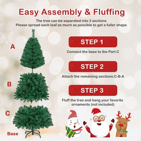 6 Feet Artificial PVC Hinged Christmas Tree with Solid Metal Stand