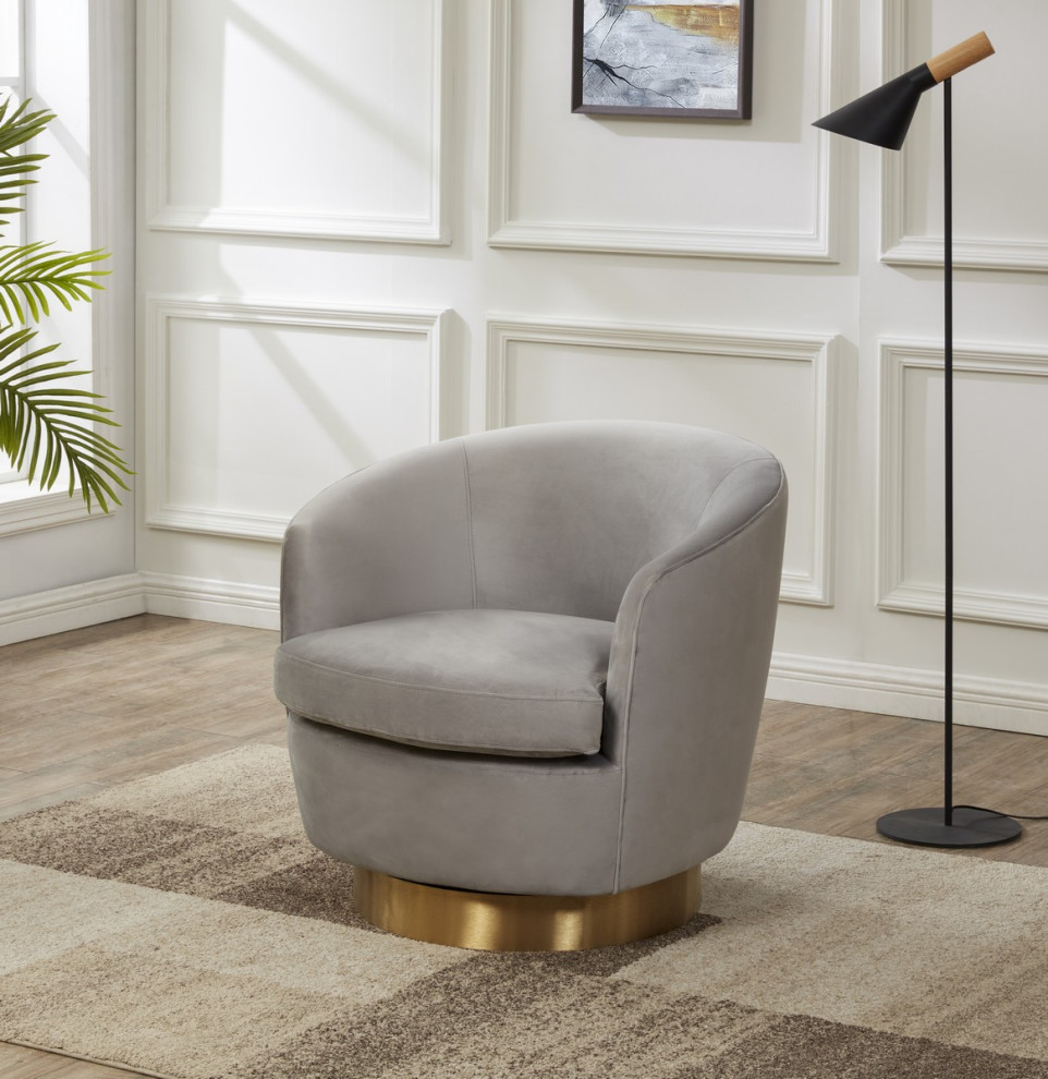 Safavieh Couture Annalee Swivel Accent Chair Light Grey/Gold   Contemporary   Armchairs And Accent Chairs   by Safavieh  Houzz