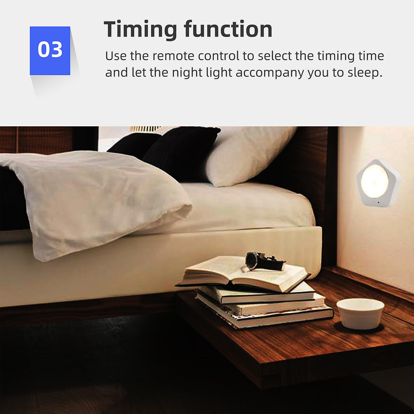 White Us Plug Led Night Light Warm Natural White Light Rotatable Plug-in Motion Sensor Light With Timing Function For Kids Room Bedroom Bathroom Stair