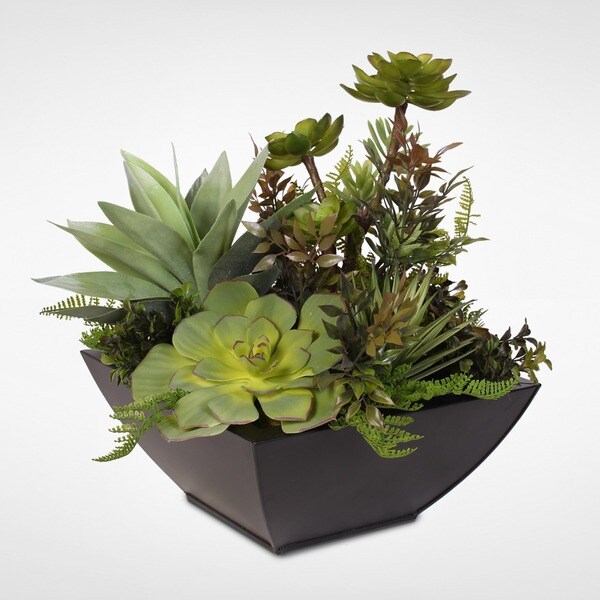 Artificial Succulent Arrangement in a Metal Container