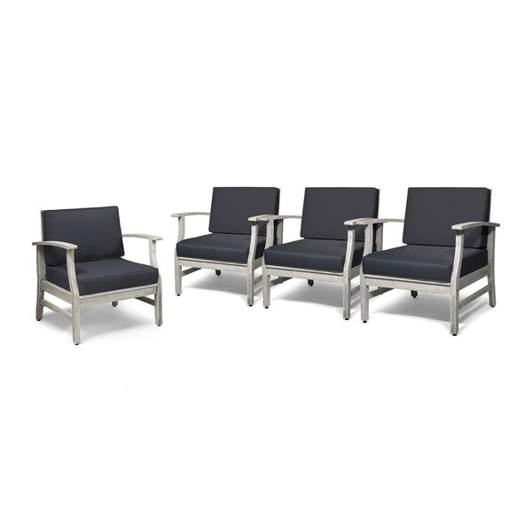 Perla Outdoor Acacia Wood Club Chair (Set of 4) by Christopher Knight Home