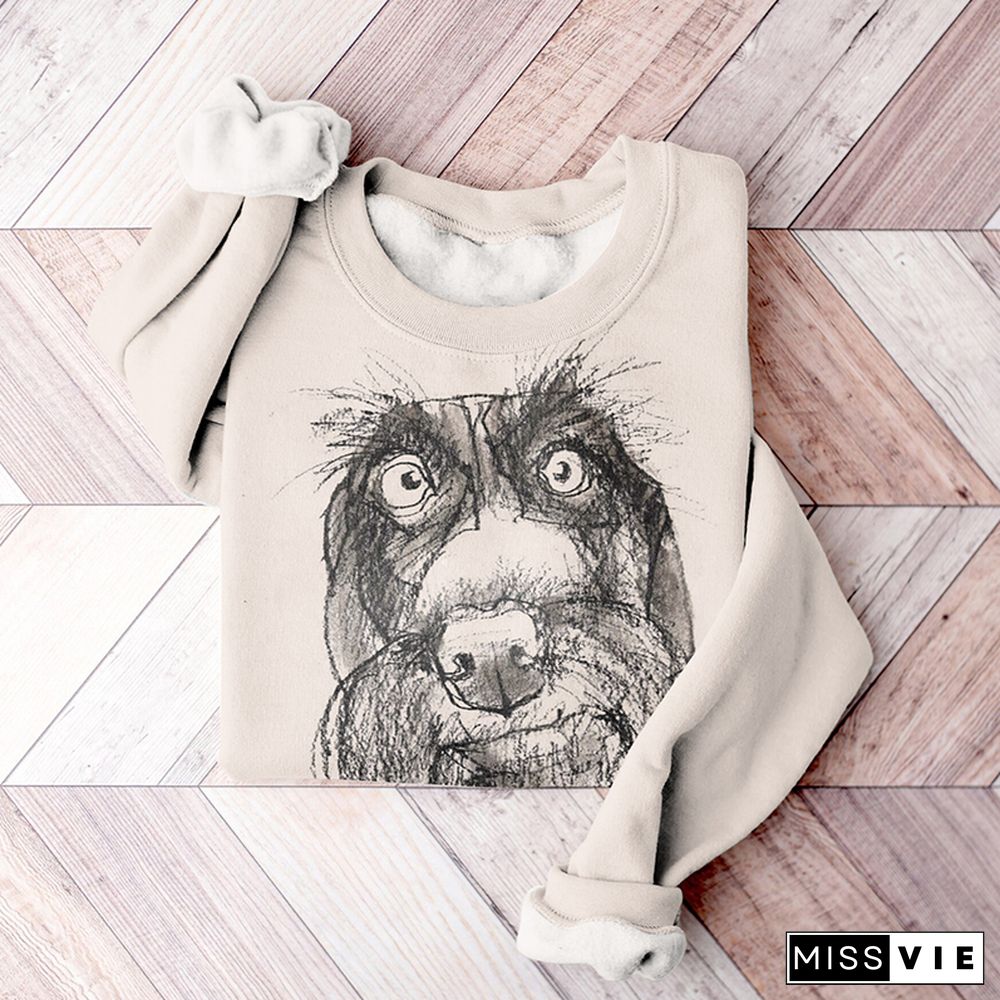 Dog Print Crew Neck Long Sleeve Sweatshirt