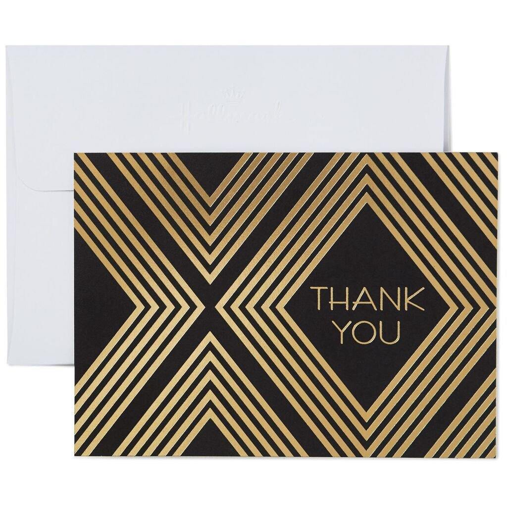 Hallmark  Classic Black and Gold Thank You Notes, Box of 10