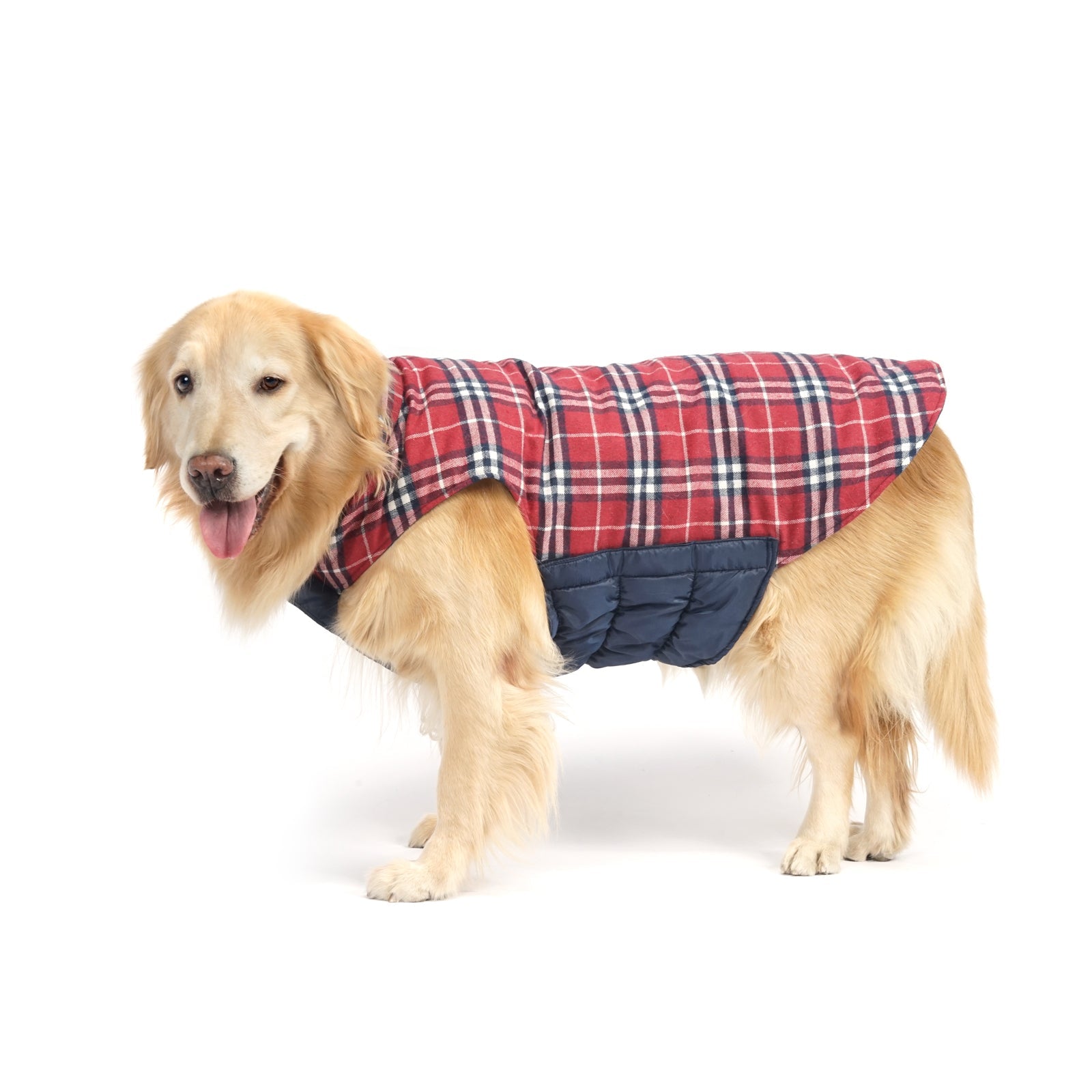 InnoPet Dog Apparel and Accessories，Winter Special Series，Reversible British Style， Easy to Wear with Velcro， Plaid Fleece Warm Waterproof Winter Puffer Jackets， Dog Clothes for Large Dogs， Medium Dogs