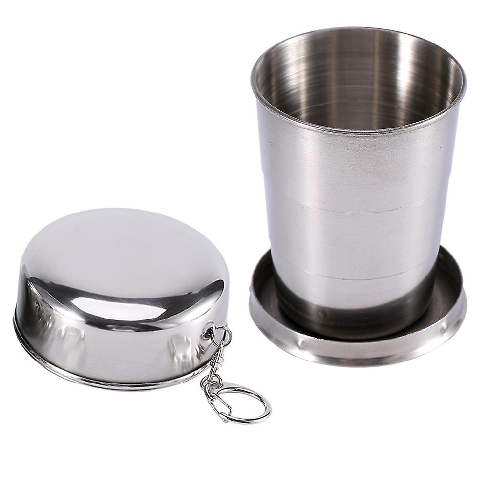 S/m/l Stainless Steel Travel Folding Cup Camp Keychain Retractable Telescopic Collapsible