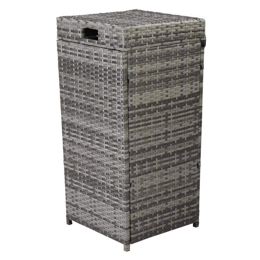 Karl home 24 Gal. Gray Outdoor Trash Can with Attached Lid 450752052381