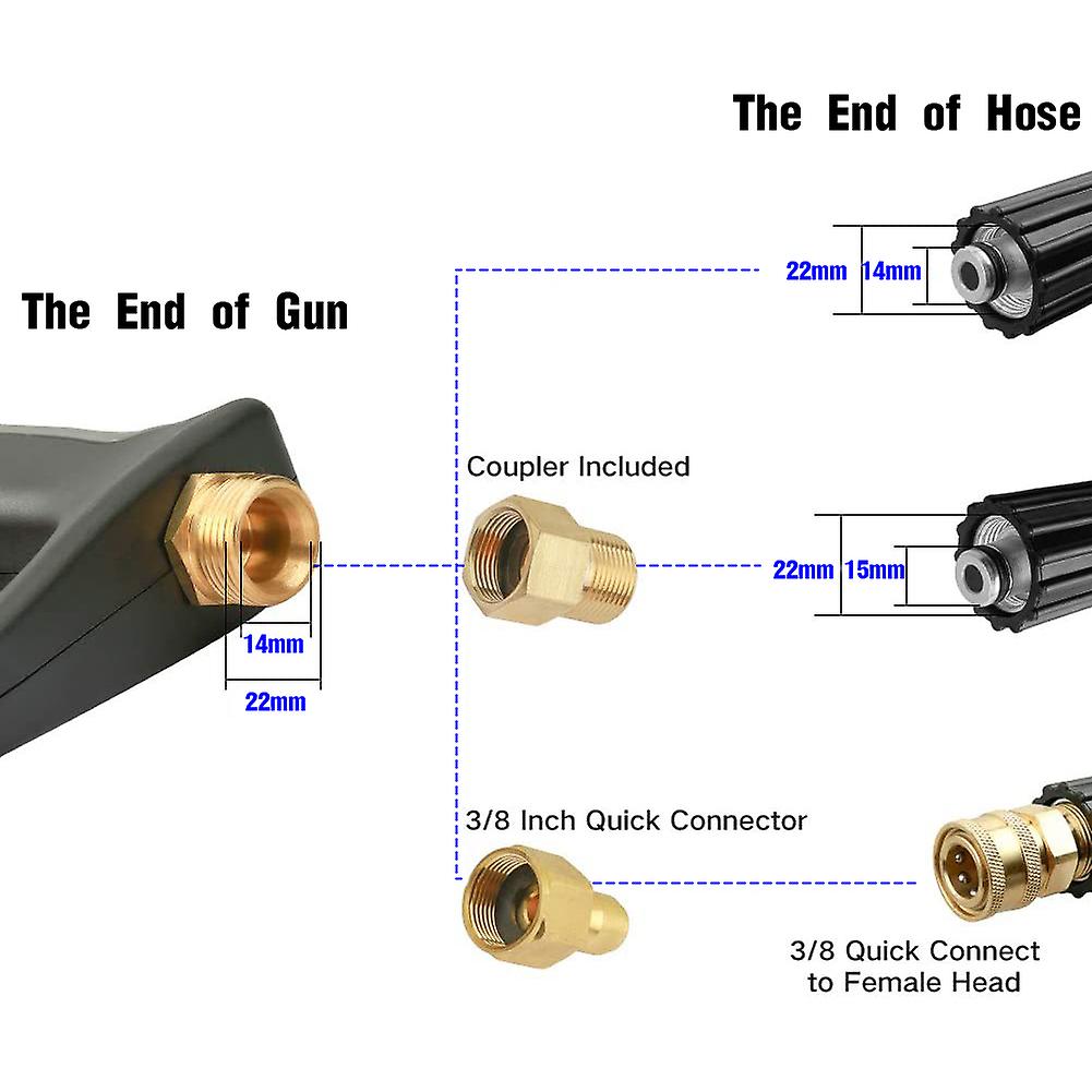 4000 Psi High Pressure Washer Cleaner 7 Inch Extension Replacement Wand With 5 Nozzle Tips M22 Fitting 3/8'' Quick Connect