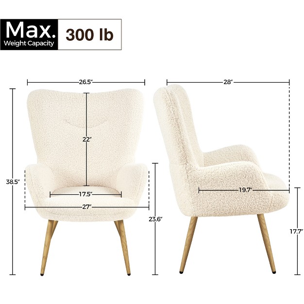 Yaheetech Boucle Accent Chair With Wood tone Metal Legs