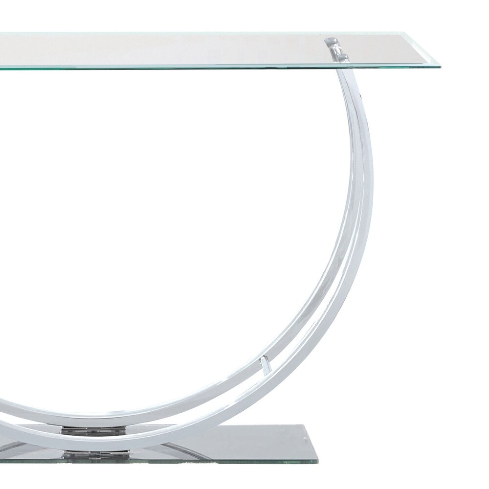 Contemporary U Shape Glass Tabletop Sofa Table  Silver