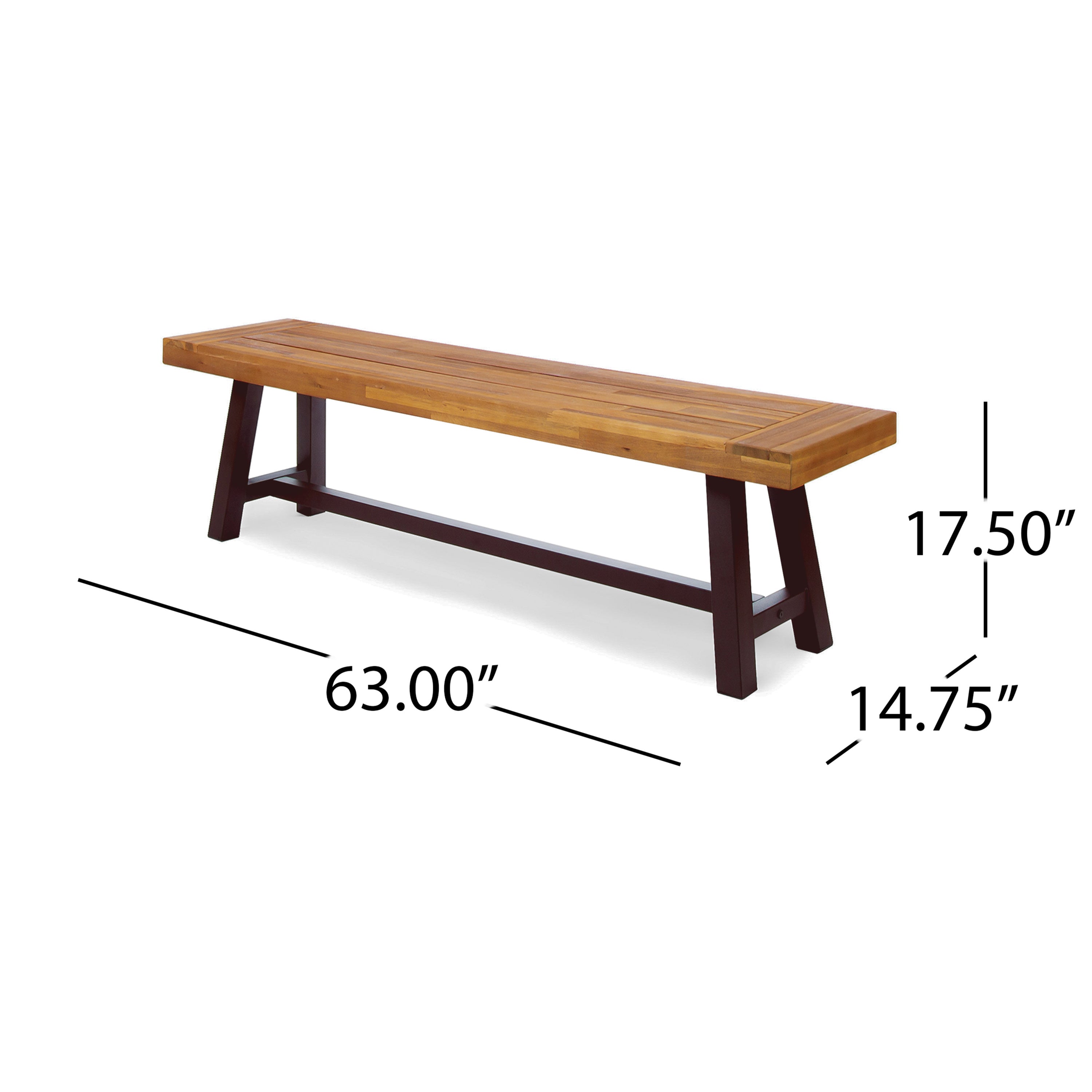 Bowman Outdoor Acacia Wood Benches, Set of 2