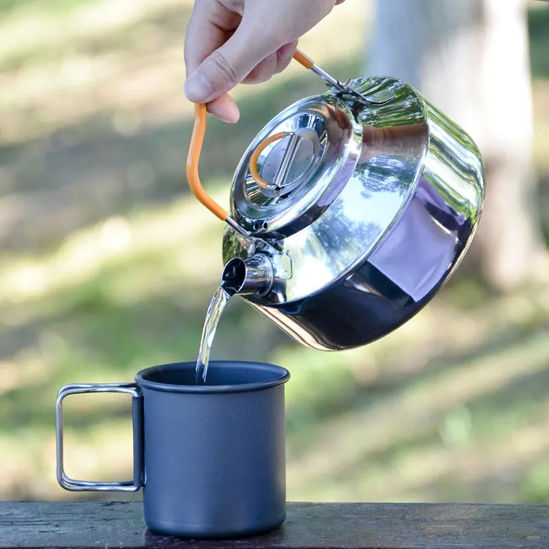 Hot Sale Stainless Steel Outdoor Kettle Coffee Pot Camping Teapot Portable Wild Camping Boiling Water Popular Stove