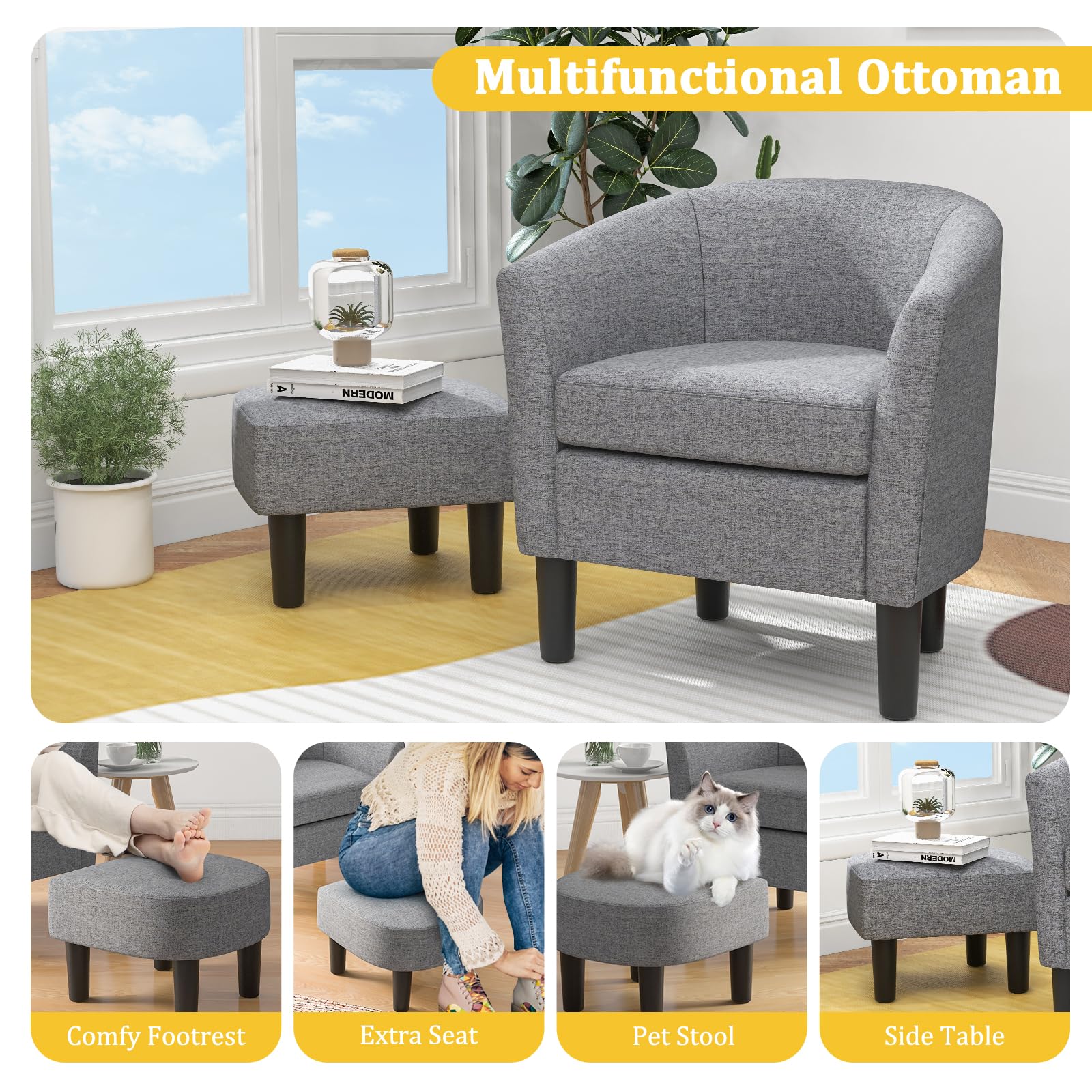 Giantex Modern Accent Chair with Ottoman