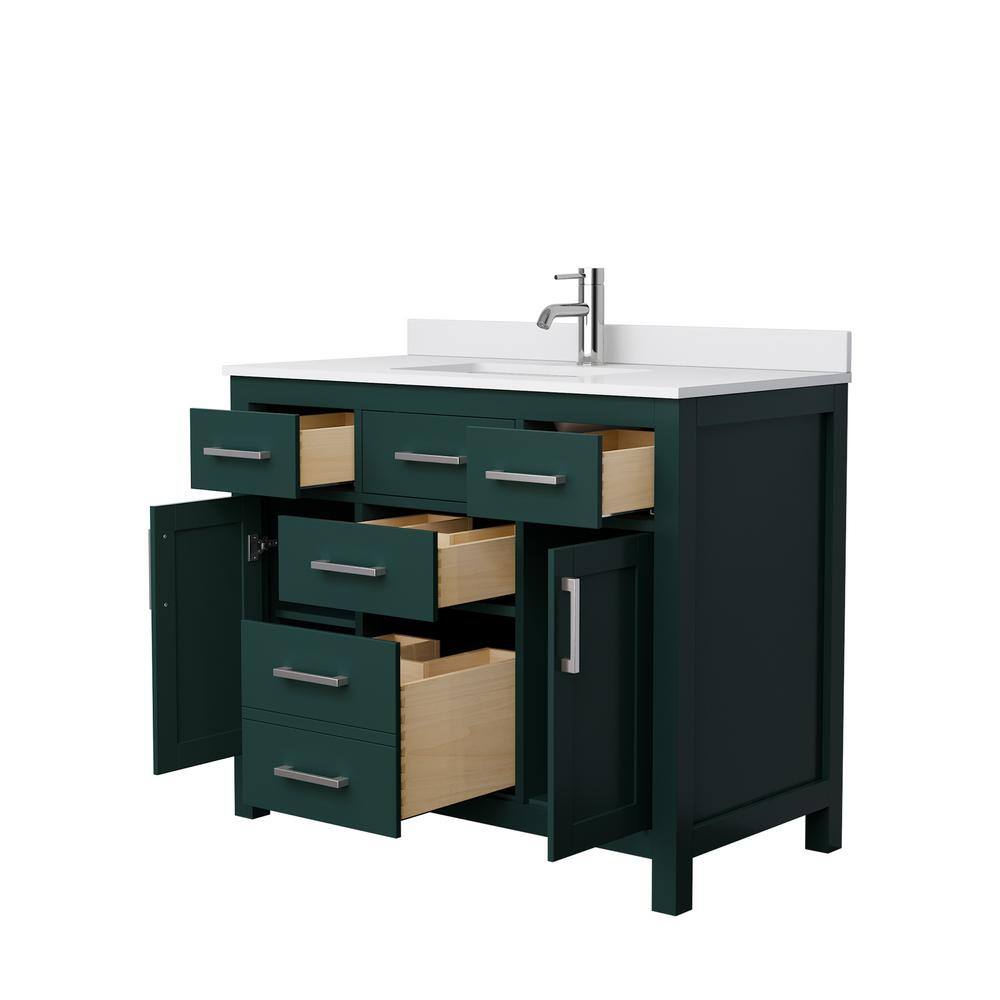 Wyndham Collection Beckett 42 in. W x 22 in. D x 35 in. H Single Sink Bathroom Vanity in Green with White Cultured Marble Top WCG242442SGEWCUNSMXX