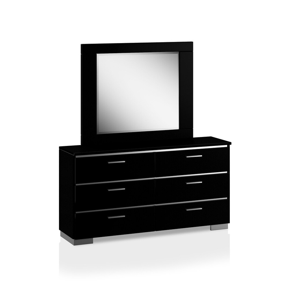 Lofa Contemporary Black 2 piece 6 Drawer Dresser and Mirror Set by Furniture of America