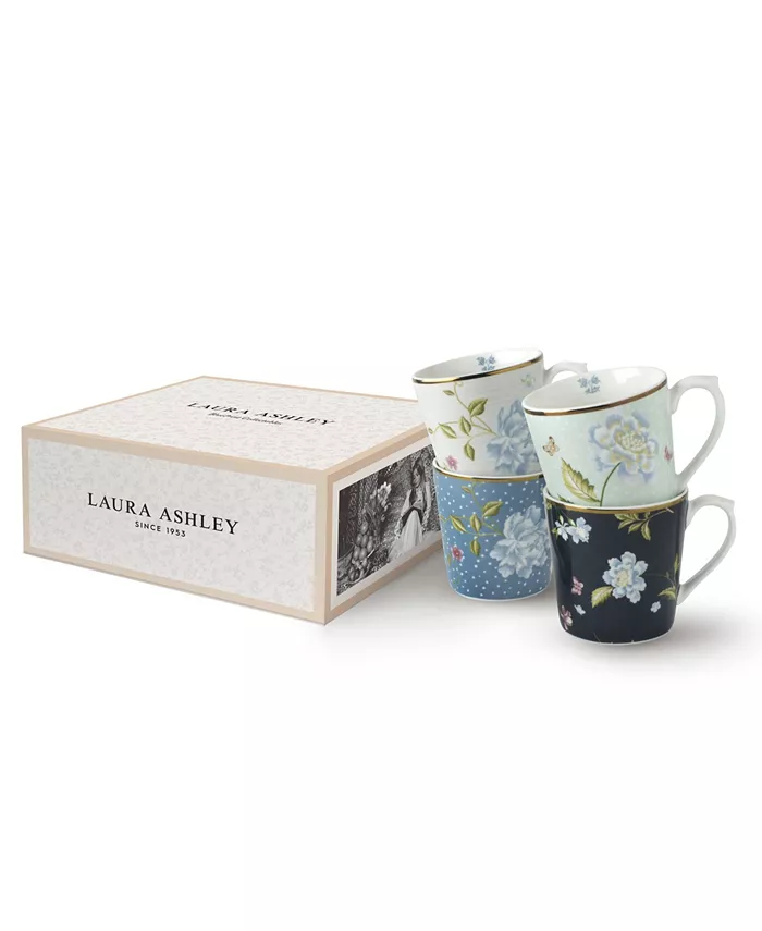 Laura Ashley Heritage Collectables 17 Oz Mixed Designs Mugs in Gift Box Set of 4