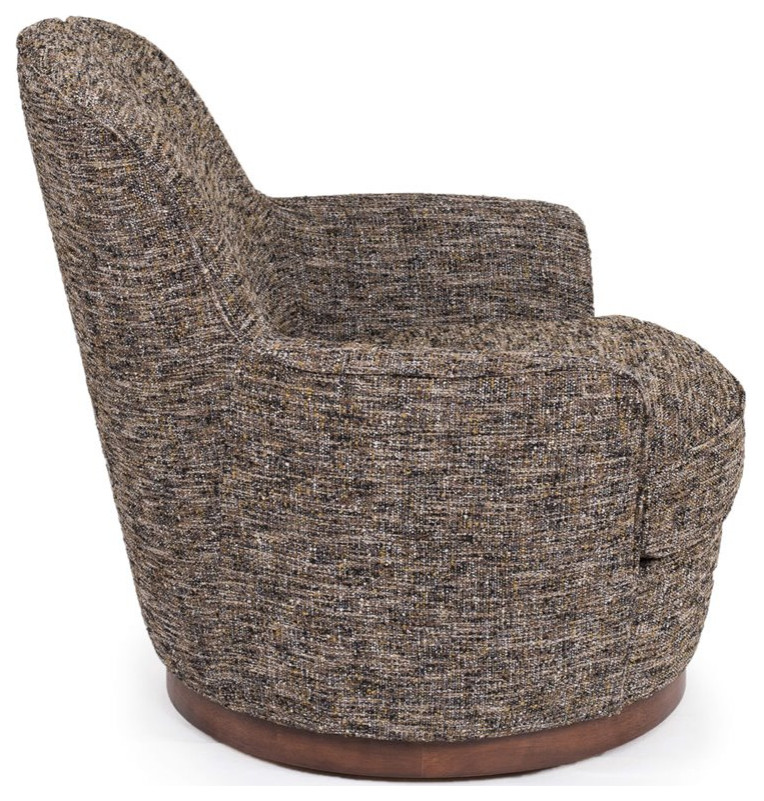 Sunset Trading Heathered Soft Tweed T Cushion Fabric Swivel Chair in Black/Brown   Transitional   Armchairs And Accent Chairs   by Homesquare  Houzz