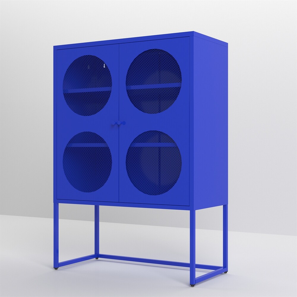 47.2 inches high Metal Storage Cabinet with 2 Circle Mesh Doors