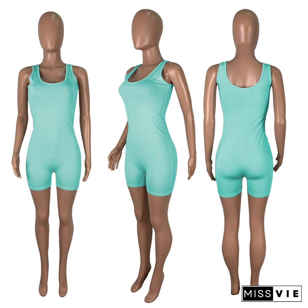 Sexy Solid Color Milk Silk Sleeveless Romper