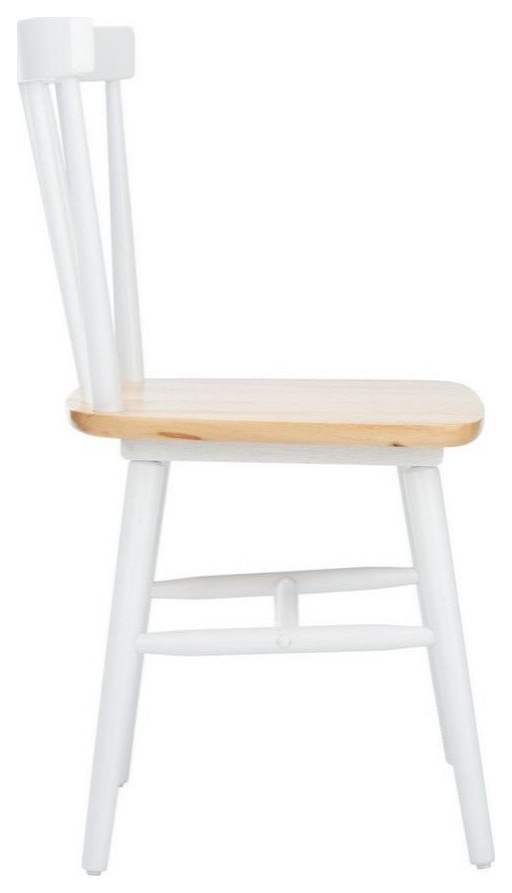 Horace Spindle Back Dining Chair  Set of 2  White/Natural   Midcentury   Dining Chairs   by Rustic Home Furniture Deco  Houzz