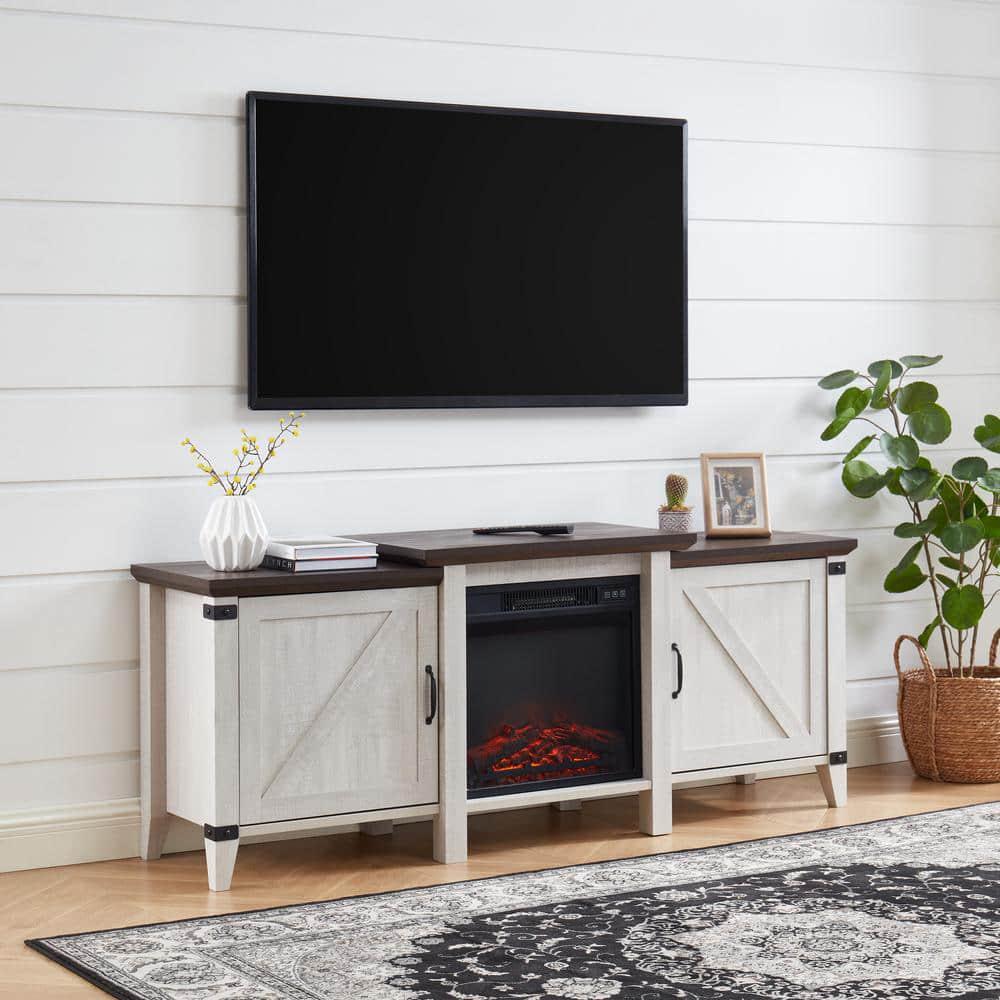 EDYO LIVING 63 in Freestanding Wooden Electric Fireplace TV Stand in Grey