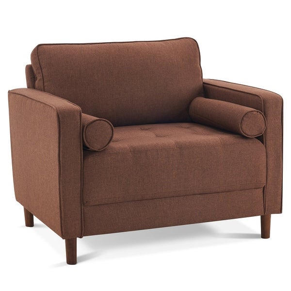 Mcombo Accent Chair， Linen Lounge Sofa Couch with Pillows， Large Club Armchair for Living Room Bedroom