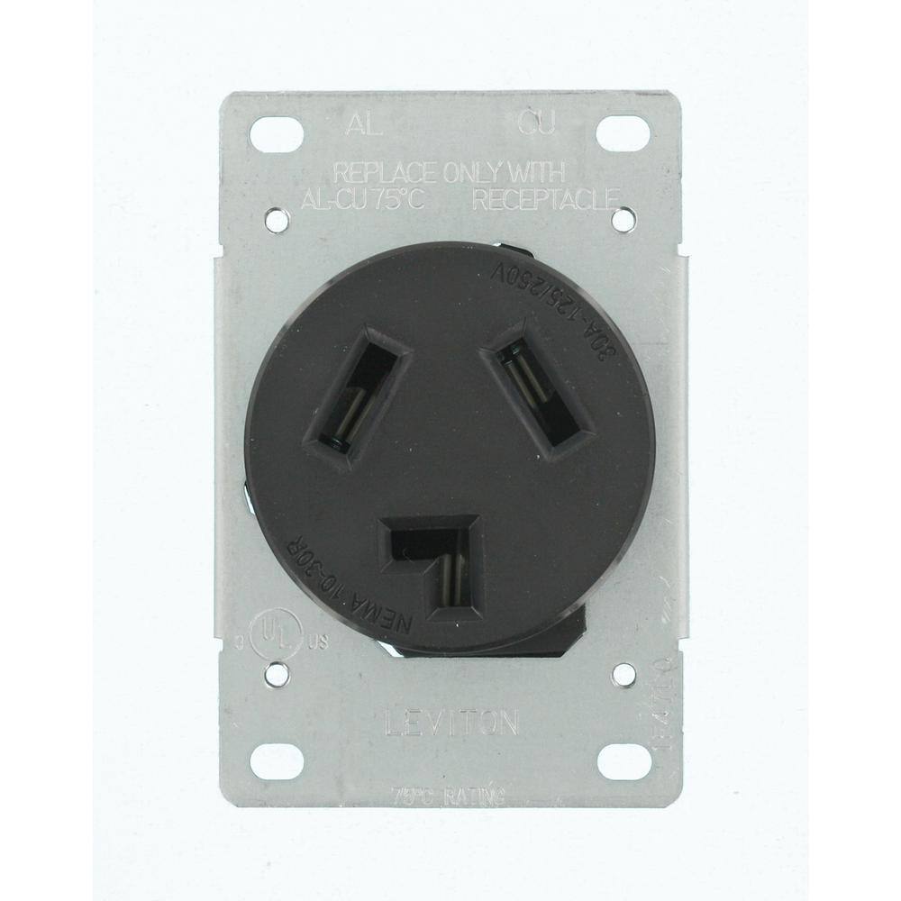 Leviton 30 Amp 125-Volt250-Volt Shallow Single Flush Mounted Outlet Black R30-05207-S10