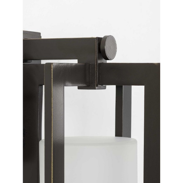 Progress Lighting Janssen 1 light Wall Lantern In Oil Rubbed Bronze With Etched Glass Shade