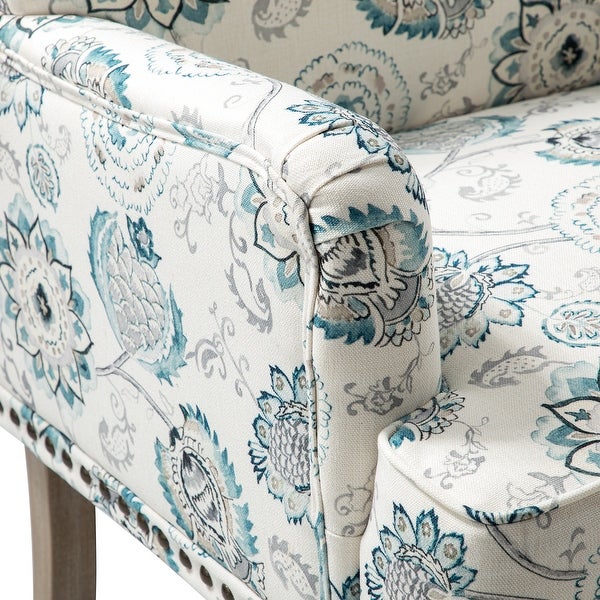 Geltrude Traditonal Floral Fabric Design Upholstered Accent Armchair with Turned Legs by HULALA HOME