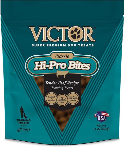 VICTOR Classic Hi-Pro Bites Tender Beef Recipe Training Dog Treats， 14-oz bag