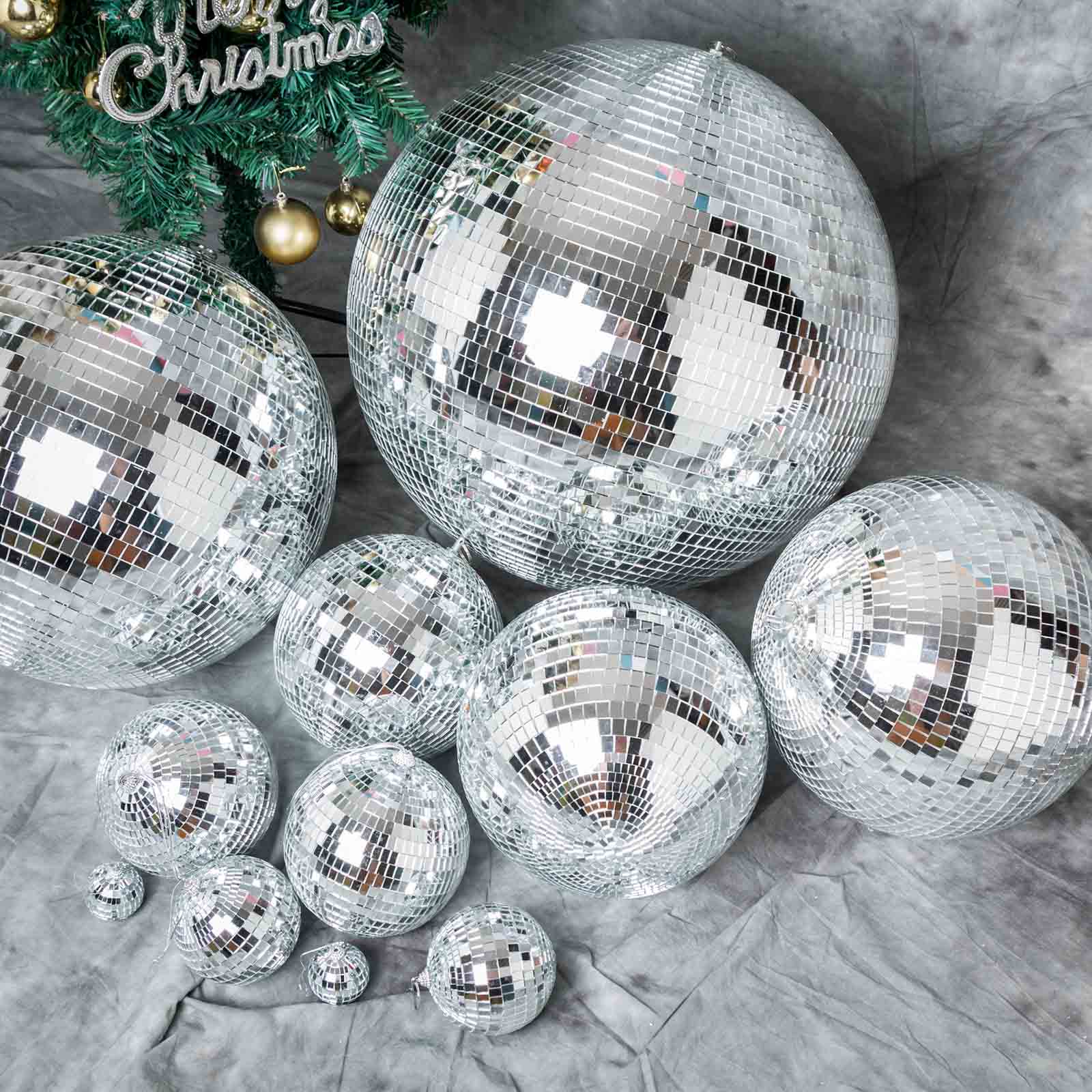 Large Silver Foam Disco Mirror Ball With Hanging Swivel Ring, Holiday Party Decor 20