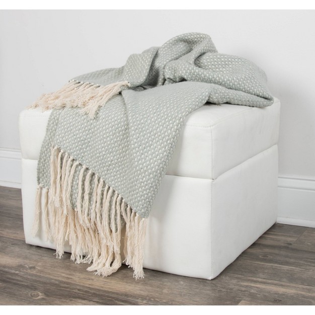 Crosshatch Throw Blanket Mint Green Rizzy Home