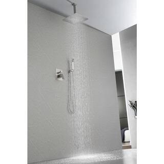 Lukvuzo High Pressure 12 in. Shower Head Brass Wall Bar Shower Kit with Hand Shower in Brushed Nickel HDSA11FS021