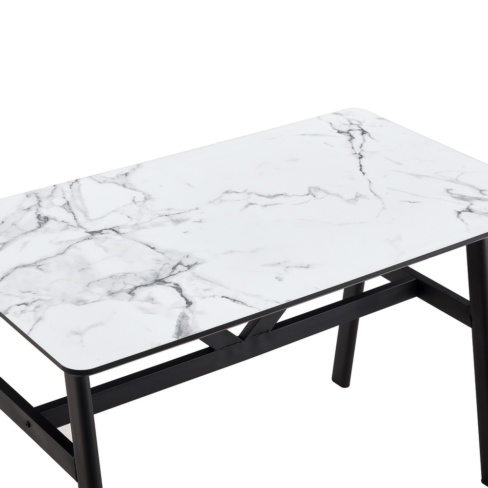 Mieres Modern Simple Faux Marble Dining Table   N/A