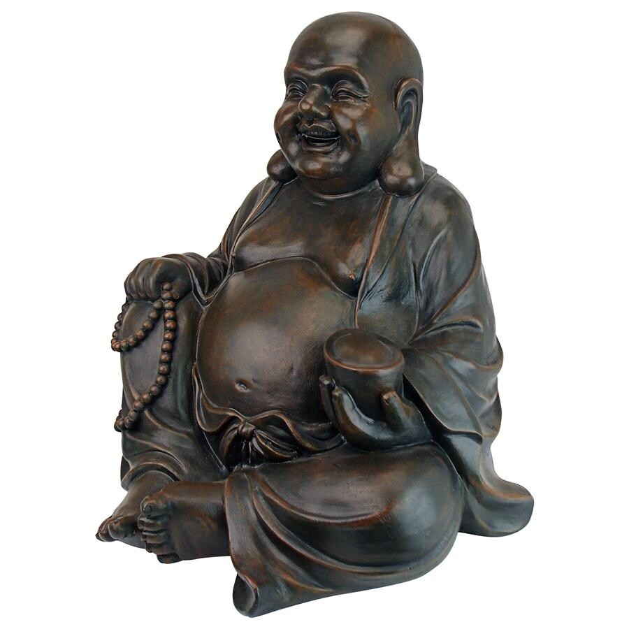 Design Toscano AL38249 Laughing Buddha Happy Hotei Asian Garden Statue  Verdigris   Medium