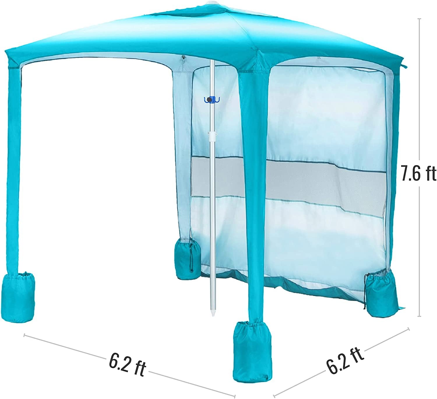 AMMSUN Beach Cabana，6.2' × 6.2' Beach Canopy with Sand Pockets，Sky Blue