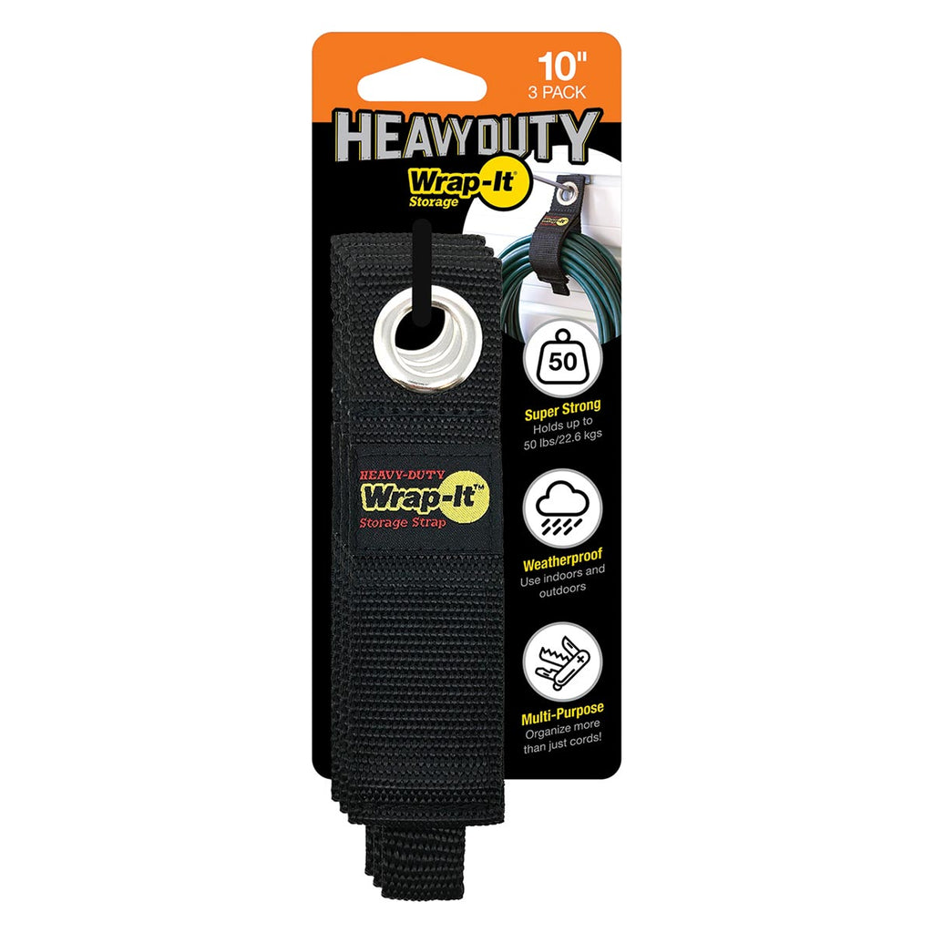 Wrap-It Storage Heavy-Duty Storage Strap - 10-in. (3-Pack)