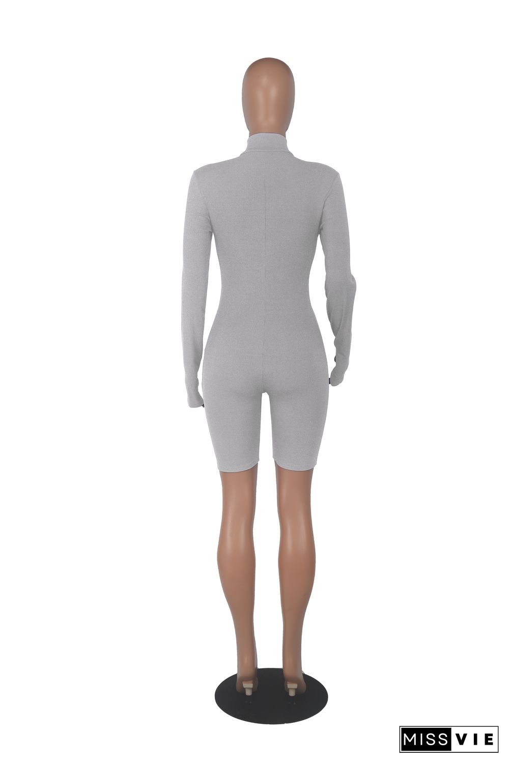 Workout Long Sleeve Front Zipper Bodycon Rompers