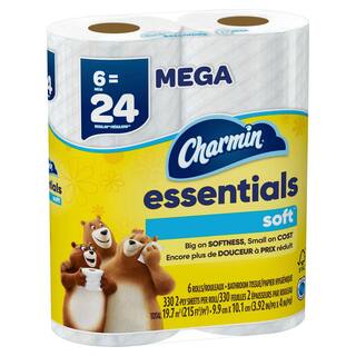 Charmin Essentials Soft Toilet Paper Rolls (6 Mega Rolls Case of 3) 003077204537