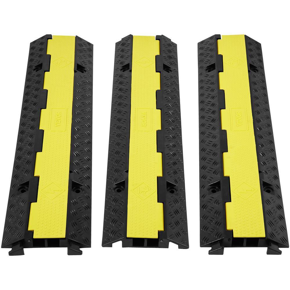 VEVOR 38.58 in. x 9.45 in. Cable Protector Ramp 2 Channel 12000 lbs. Load Raceway Cord Cover Speed Bump for Traffic(3-Pack) SKCDL32WH1111REAEV0