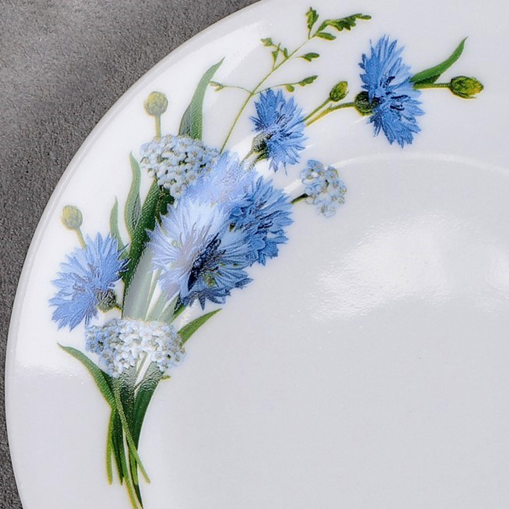 Deep Plate Kitchen Plates Dinnerware Cornflowers Porcelain Soup Plate Set of 4 Dinner Plate Serving Plate 16.9 fl oz (500 мл) Soup Bowl