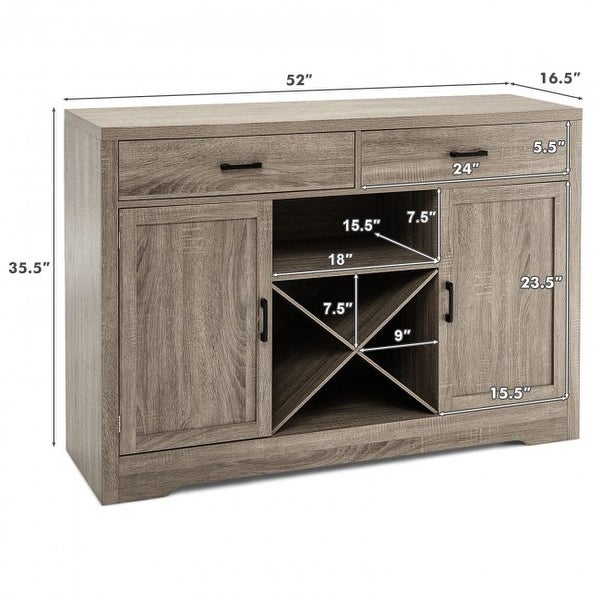 Wooden Buffet Cabinet with 2 Large Storage Drawers and Detachable Wine Rack - 52